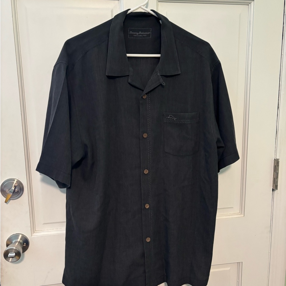 Tommy Bahama Black Short-Sleeve Camp-Collar Button-Down Shirt